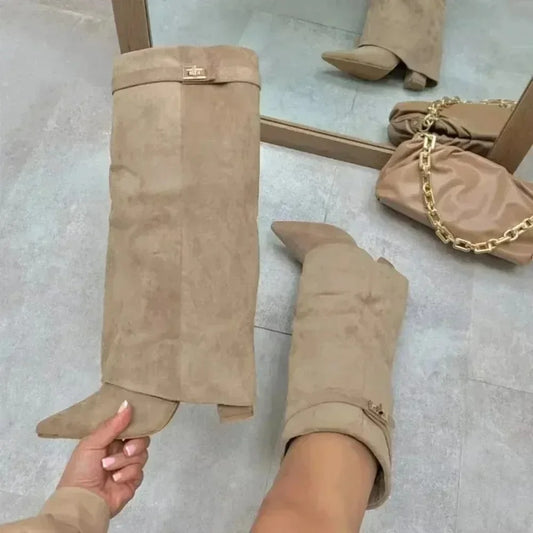Stivali Donna in Camoscio e Pelle – Alti al Ginocchio