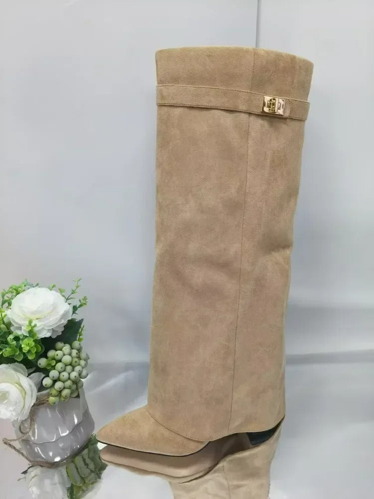 Stivali Donna in Camoscio e Pelle – Alti al Ginocchio